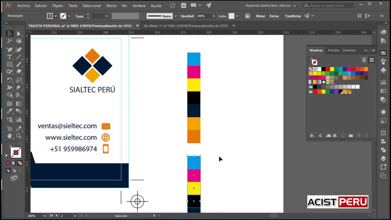 2-Diseñar una tarjeta de presentación o personales en Illustrator con sus marcas de corte y registro