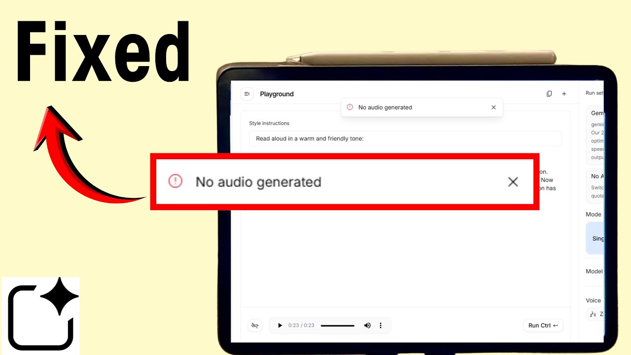No Audio Generator Google AI Studio - (Fixed)