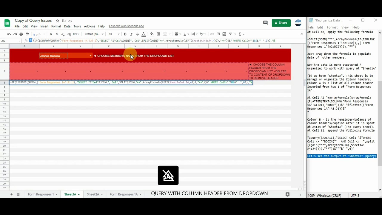 QUERY WITH COLUMN HEADER FROM DROPDOWN