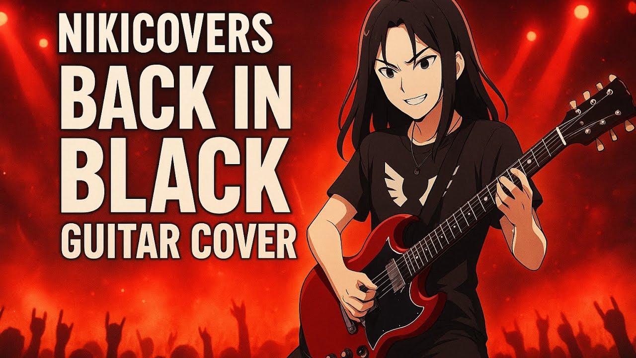 back in black ( ac/dc) guitar cover by nikicovers 🎸😺#guitar #cover #acdc #rock #guitarcover 