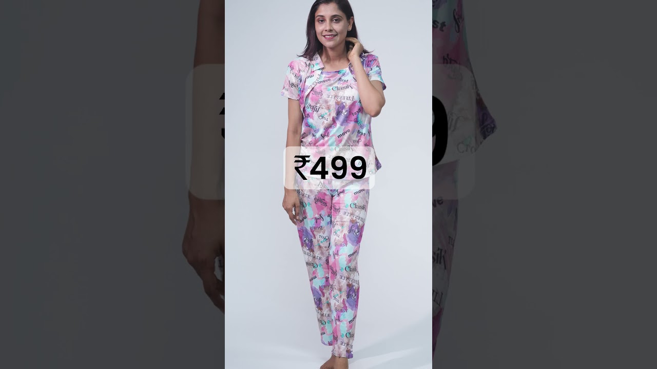 Evalia&rsquo;s imported fabric relaxed fit pyjama dress