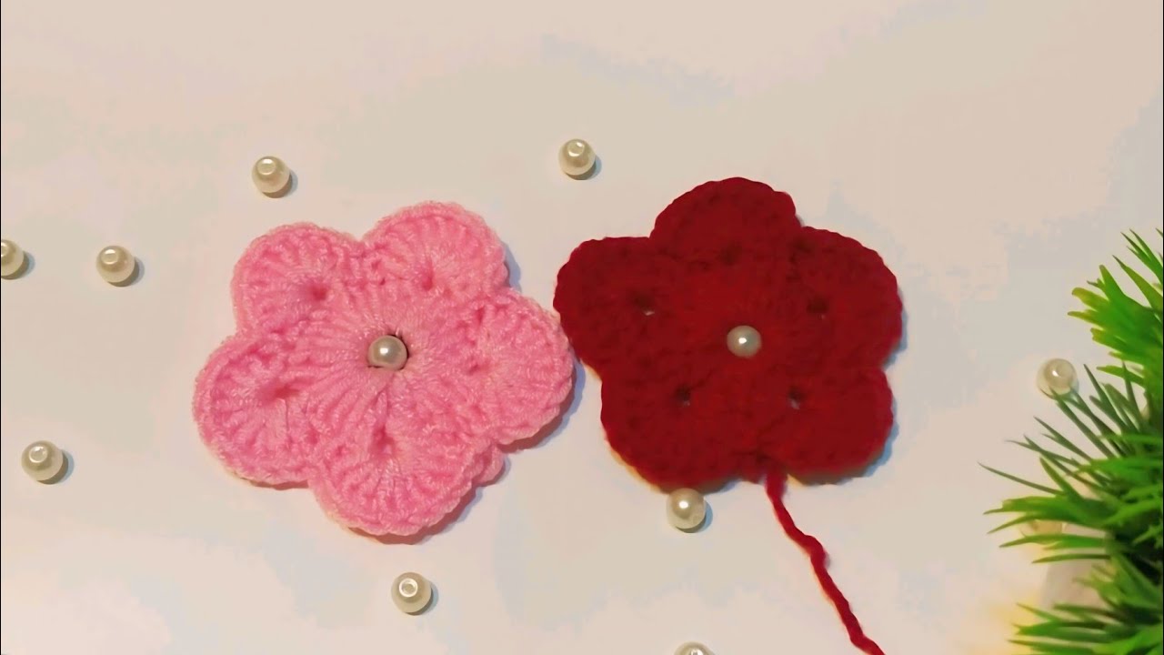 كروشيه ورده سهله بشكل جديد لتزيين اي مشروع كروشيه crochet flower #crochet