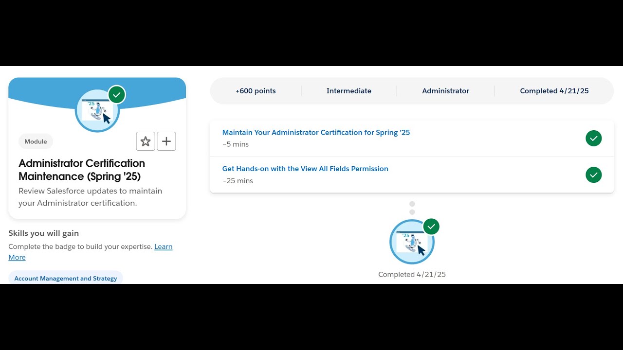 Administrator Certification Maintenance (Spring '25) | Salesforce