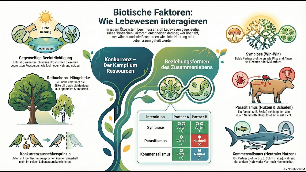 Parasitismus, Symbiose und Kommensialismus - die Beziehungen des Lebens - Ökologie | Kapitel 5.3-5.4