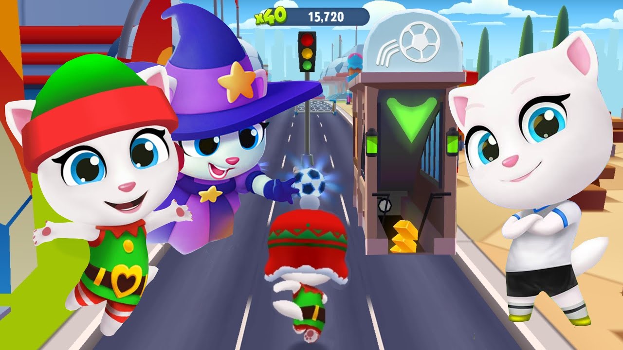 Talking Tom Gold Run - Talking Angela vs Witch Angela vs Elf Angela // Sports League Event ⚽️🥅