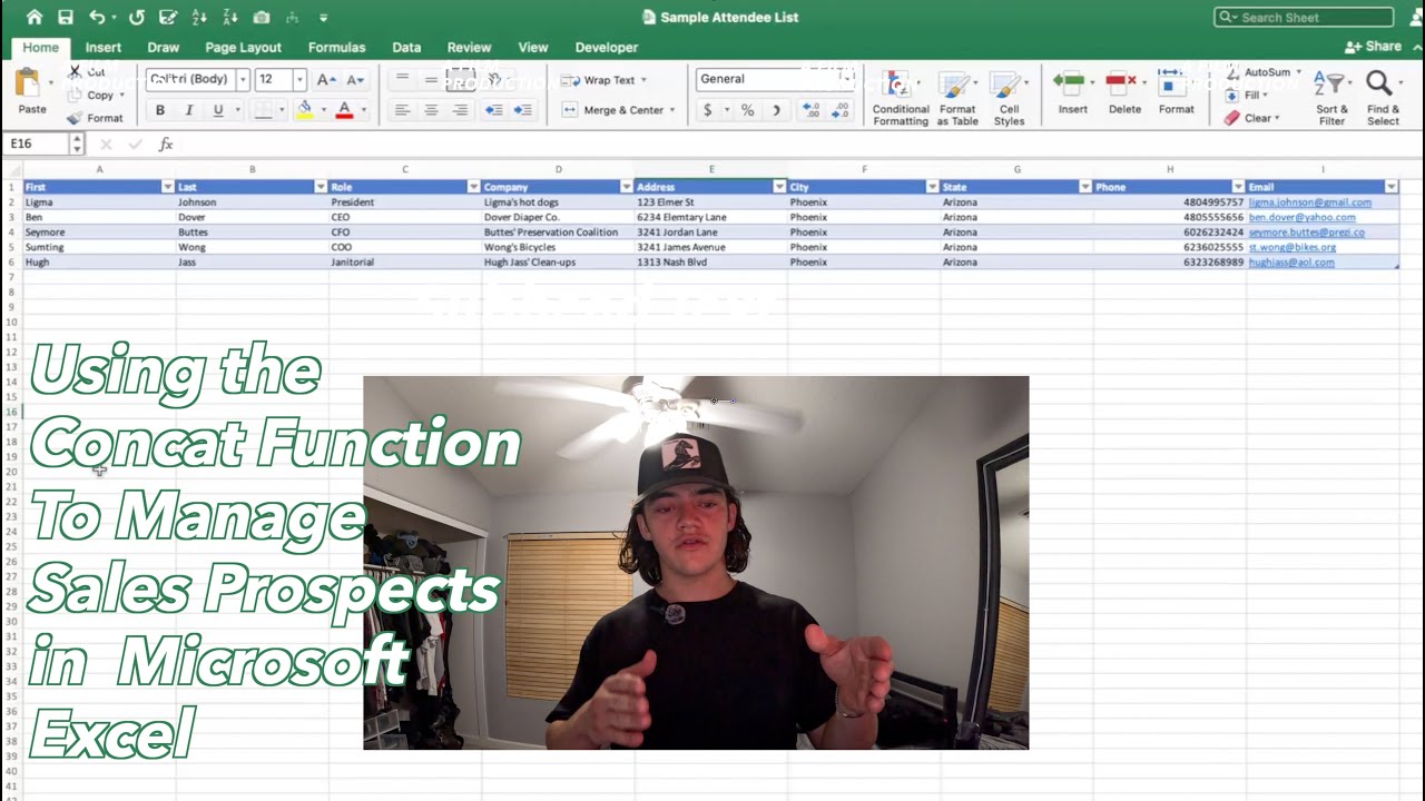 Managing Sales Prospects Using the Concat Function in Microsoft Excel