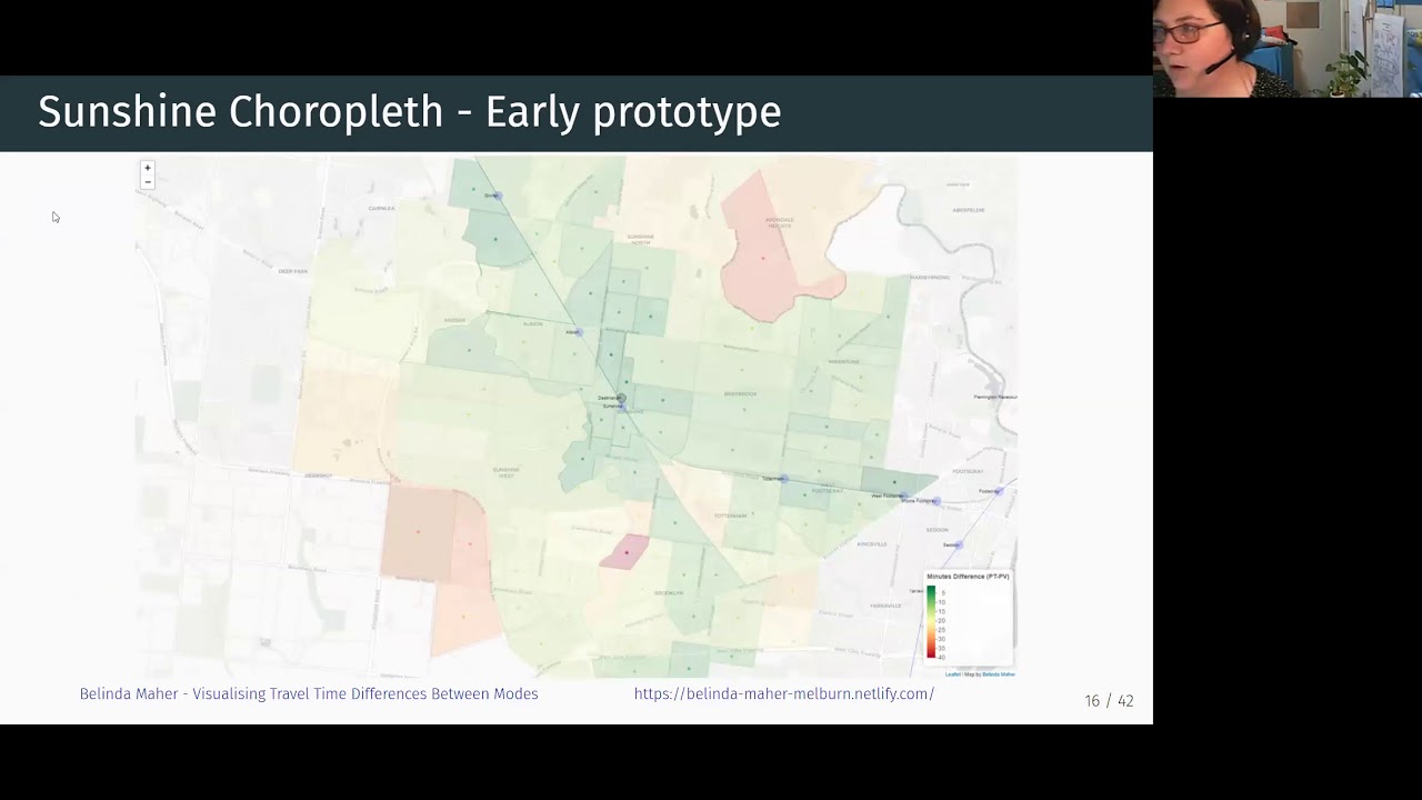 Visualising predicted travel time differences between transport modes