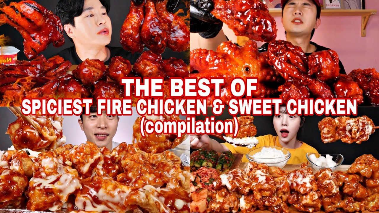 TOP Korean SPICY & SWEET Chicken ASMR REAL MUKBANG (compilation)