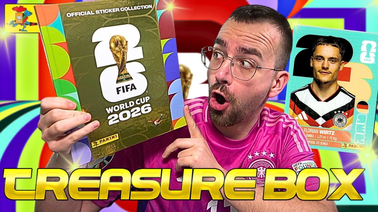 Panini FIFA WORLD CUP 2026: Official Sticker - TREASURE BOX mit GOLD ALBUM + 100 PACKS