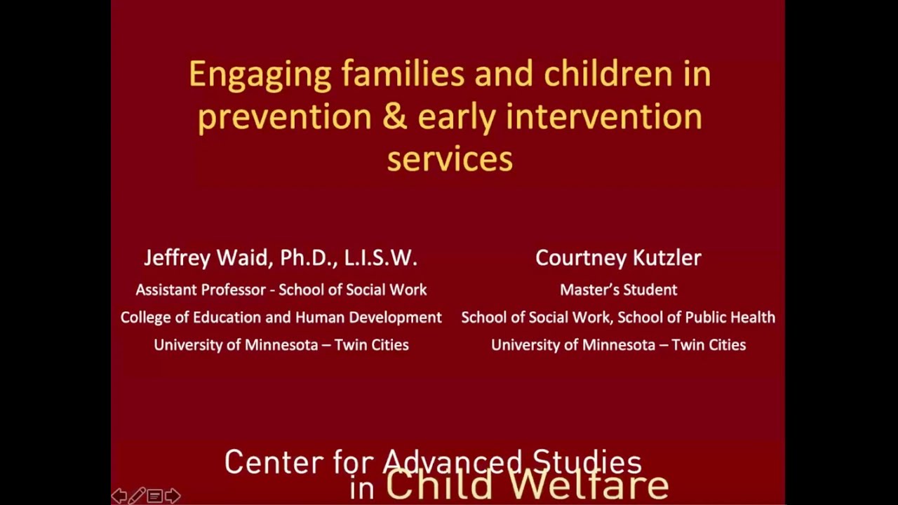 Engaging families and children in prevention and early intervention services