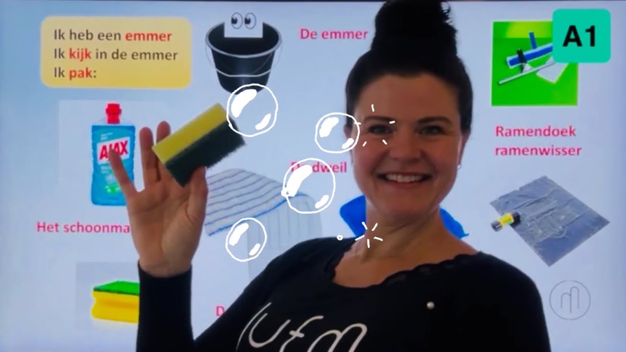 NT2 A1 🧹SCHOONMAKEN 🪣emmer🧺was🫟vlek🪟ramen lappen #learndutch #clean TC6.14