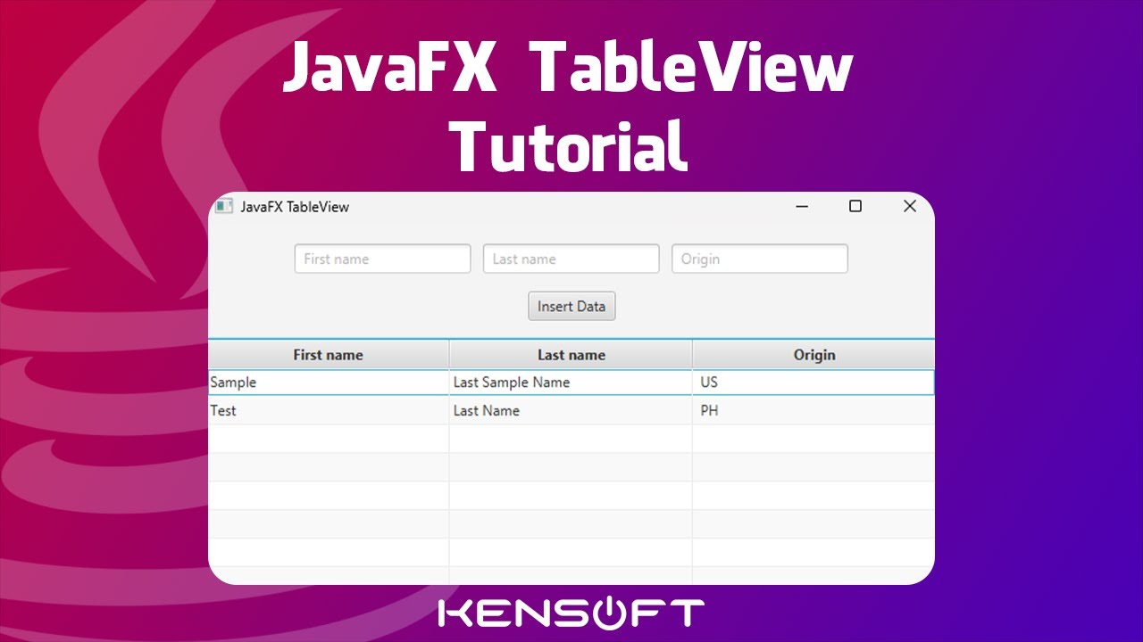 TableView в учебнике JavaFX для начинающих | ВСТАВКА ДАННЫХ