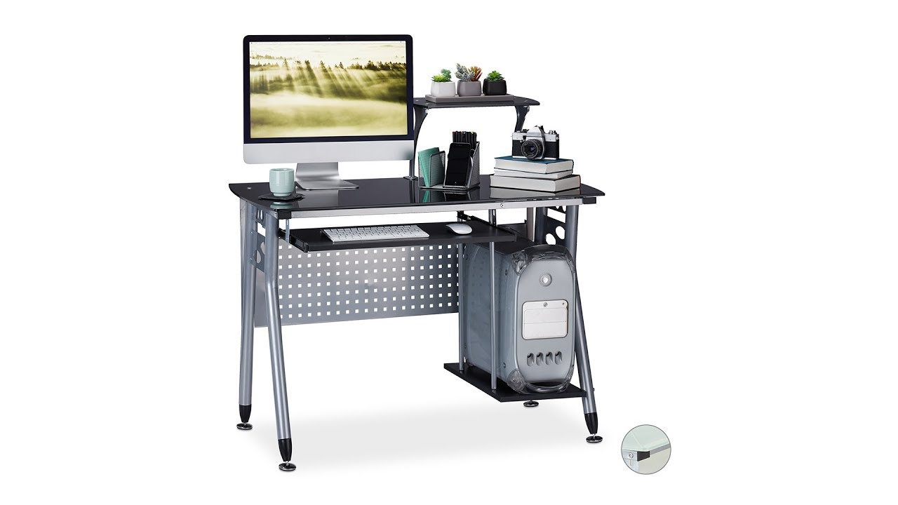 Moderner Computertisch mit Glasplatte