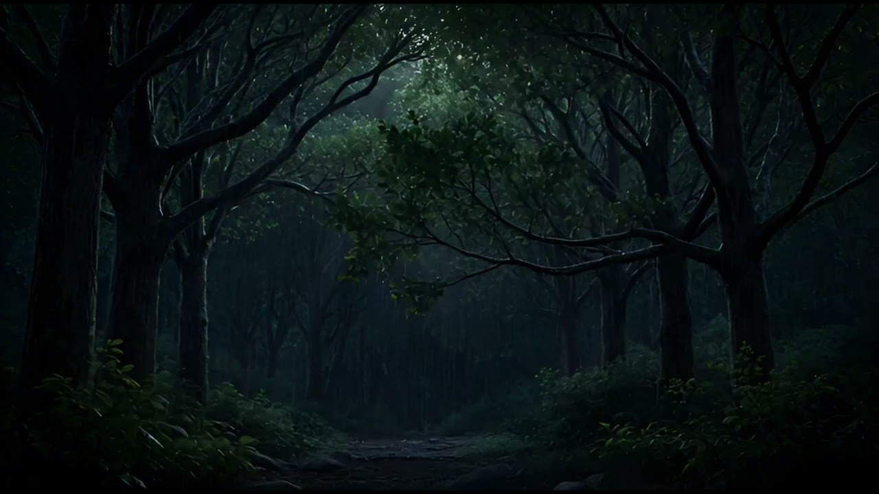 the sound of the rain in forest