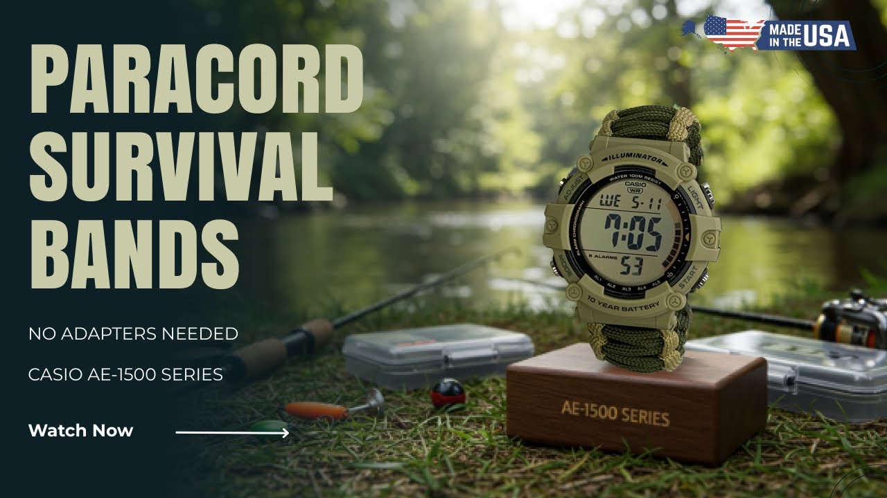 How to Install a Paracord Survival Band on CASIO AE 1500 Series NO ADAPTERS NEEDED