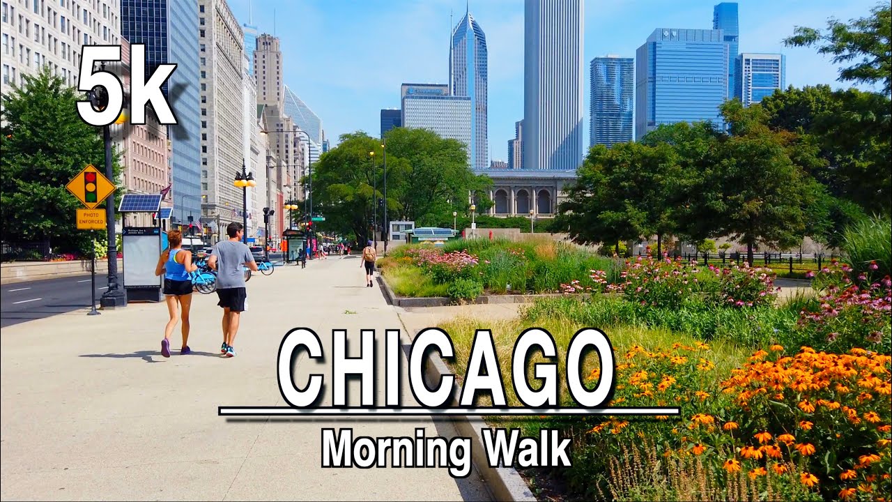 【5K】Downtown Chicago Illinois Back To Normal Downtown Coffee Walk | 5k 60FPS| UHD City Sounds
