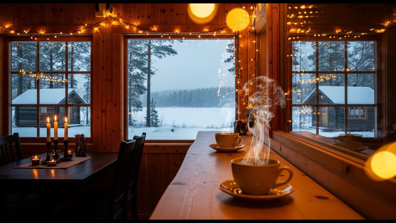 Cozy Late Night Jazz, Coffee Shop Ambience for Sleep | LIVE 24/7 | Warm Cups &Soft Light