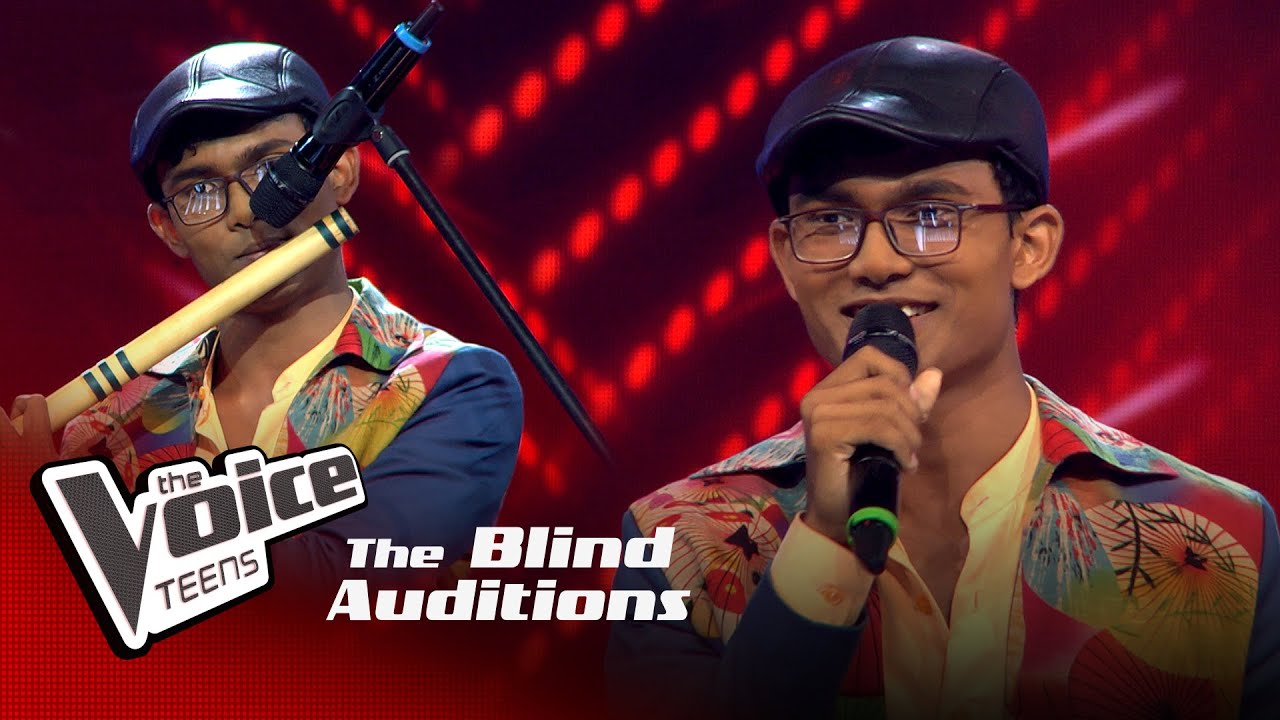 Sandun Mahesh | Ra Ahasin Watena (රෑ අහසින් වැටෙනා) | Blind Auditions | The Voice Teens Sri Lanka