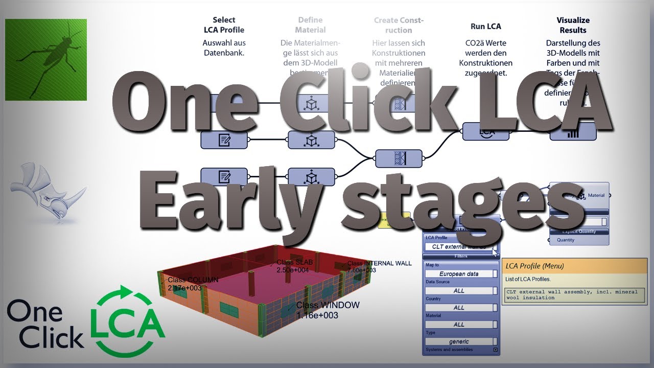 Rhino integration of One Click LCA 9/9 - Runing LCA in Rhino: improvement potentials and Benchmakrs