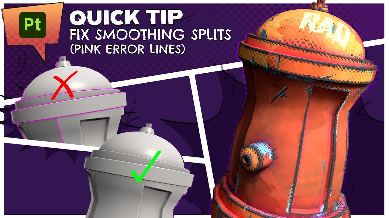 Quickly Fix Smoothing Splits (pink outlines) in Substance 3D Painter! #substancepainter #maya
