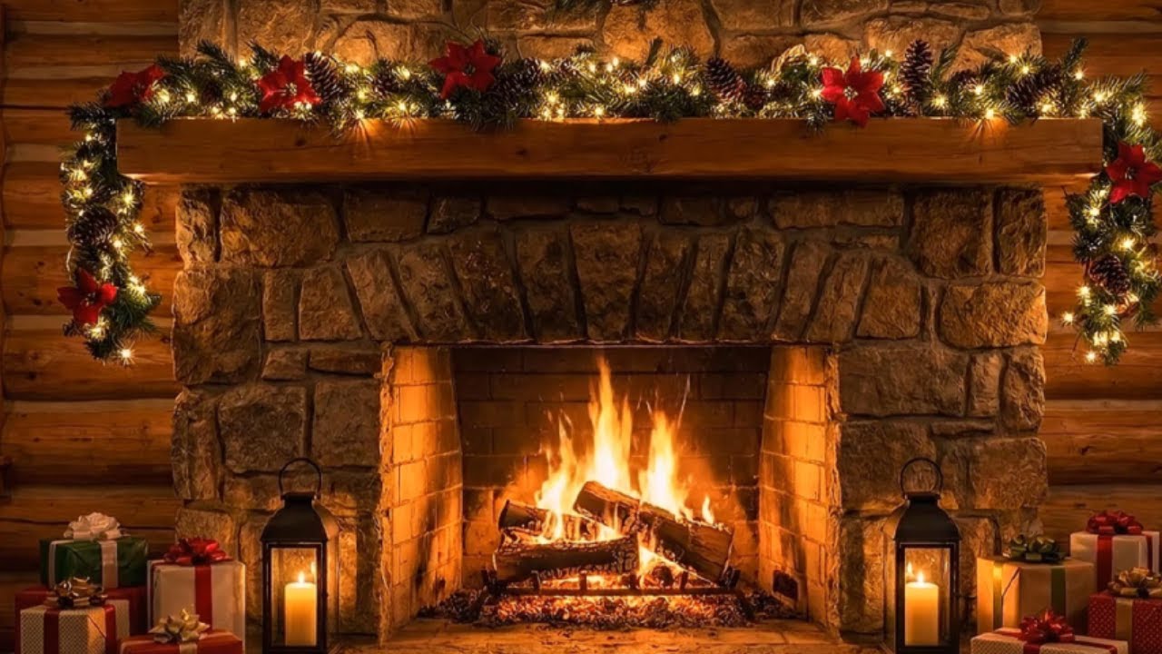 Holiday Fireplace Ambience 🎄 Gentle Crackling Fire Sounds for Deep Relaxation & Sleep (3 Hours)