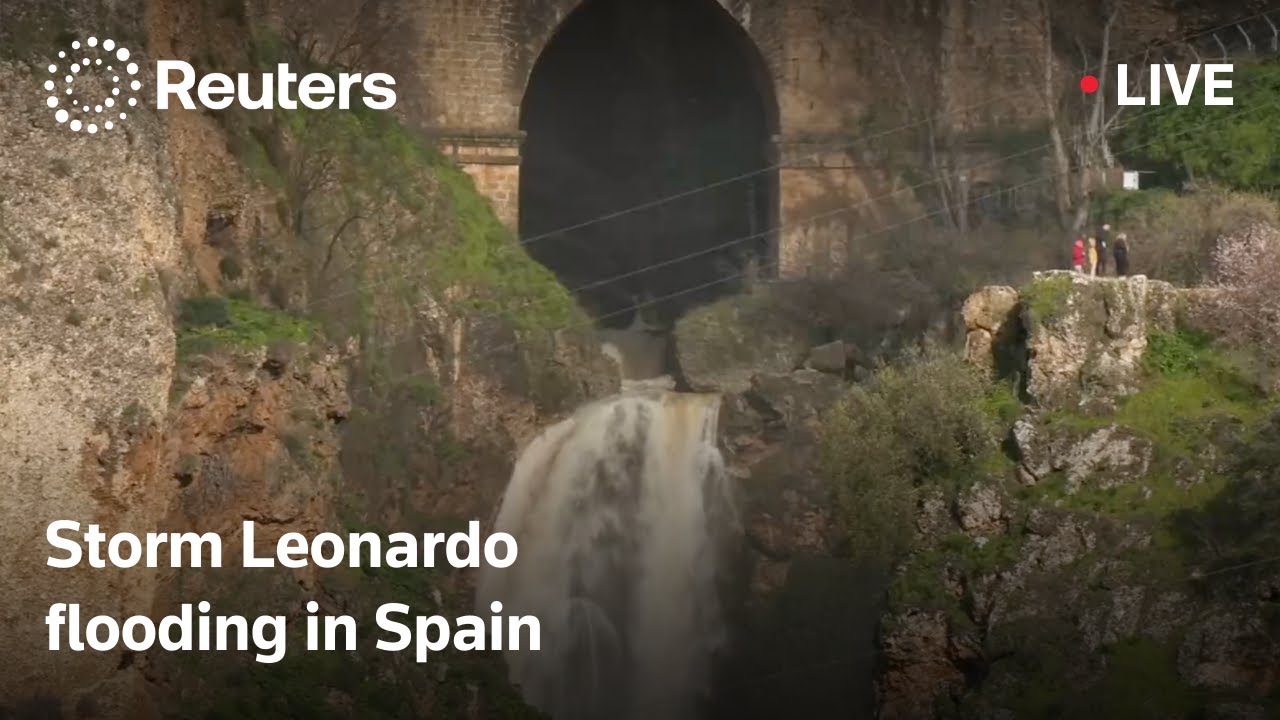 LIVE: Storm Leonardo flooding sends waterfall beneath Spain's Puente Nuevo bridge