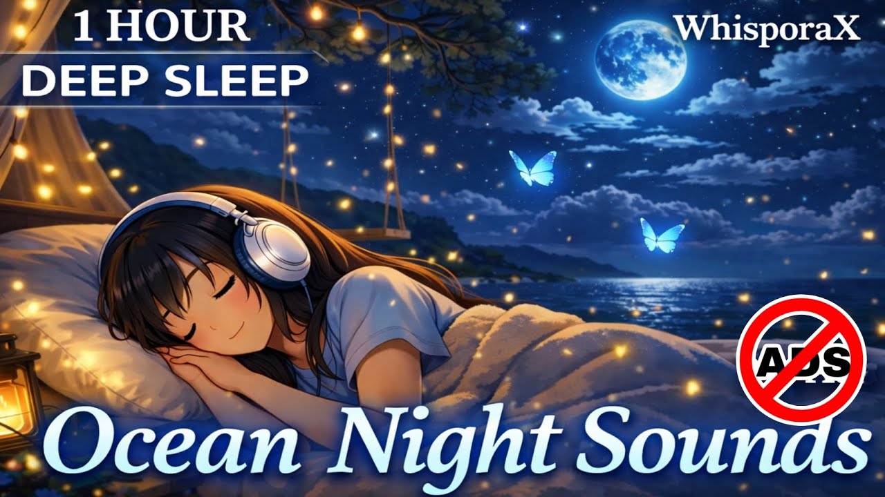Ocean Sounds to Fall Asleep Fast | Night Beach Ambience 😴💤💤💤| 1 Hour Deep Sleep 