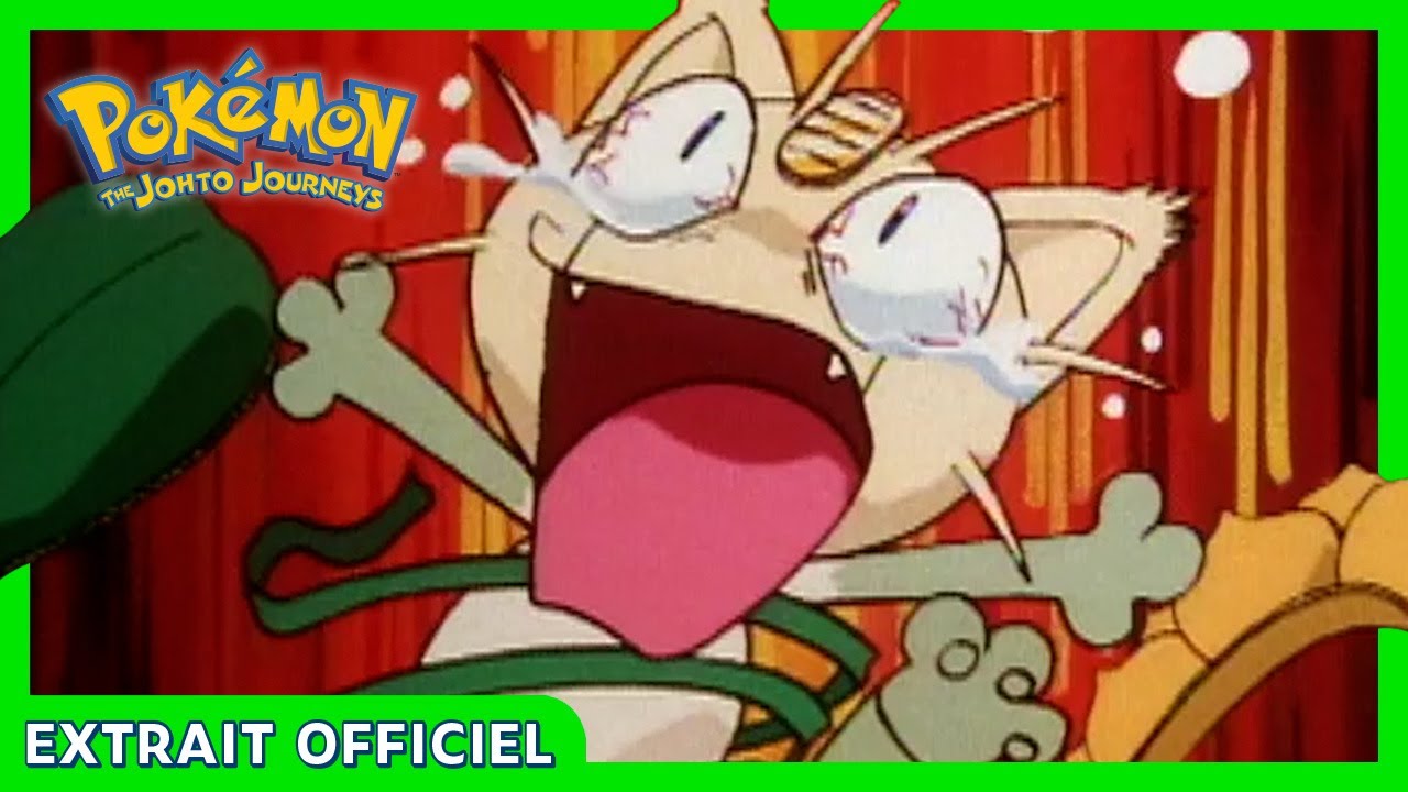 Miaouss déguisé en Héliatronc | Pokémon : Voyage à Johto | Extrait officiel