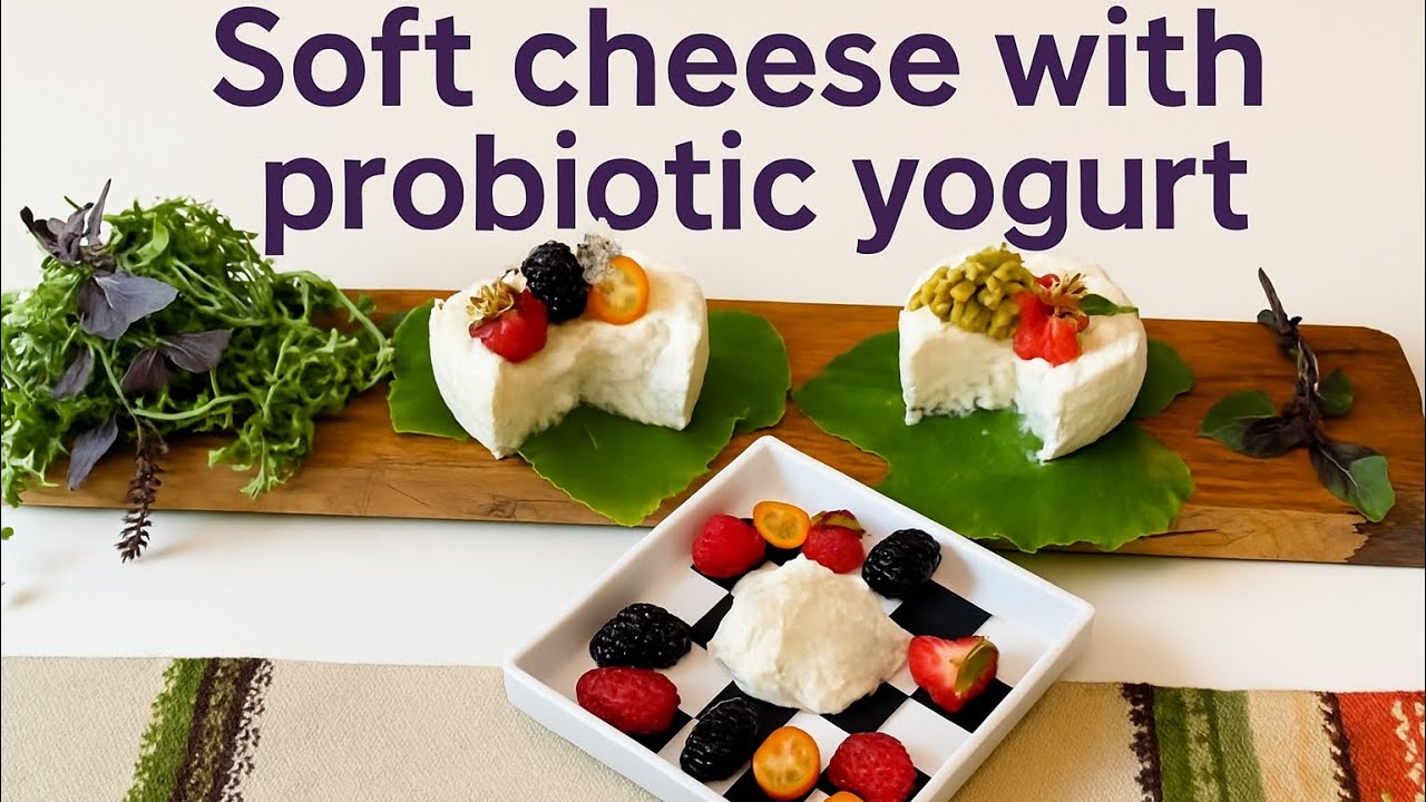 “How to make soft, creamy cheese with probiotic yogurt طرز تهیه پنیر صبحانه با ماست پروبیوتیک نخود🧀🥛