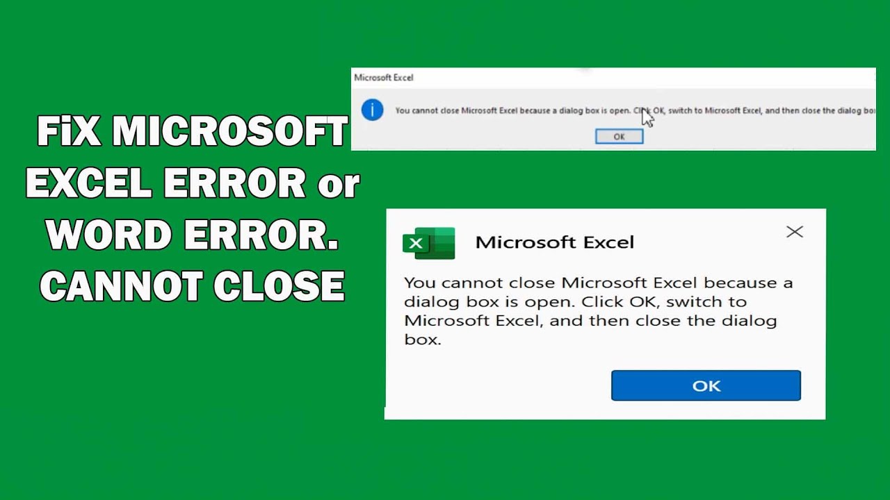 How to Solve &ldquo;Dialog Box Open&rdquo; Error in Excel. #microsoftexcel #excel #msword