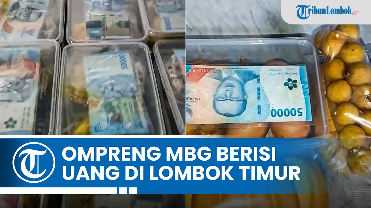 Вирусное видео, на котором сотрудница MBG Ompreng вносит 50 000 рупий наличными в Восточном Ломбоке.