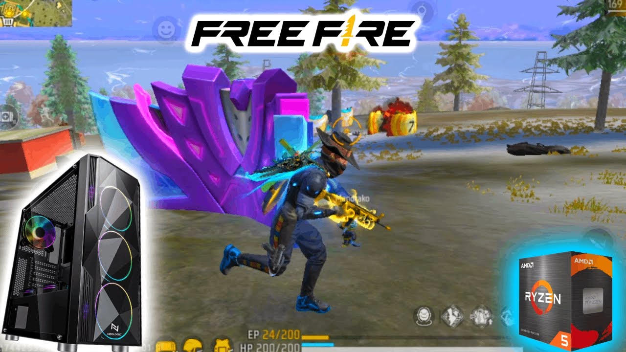Free fire em Amd Ryzen 5 5600g + 16Gb Ram & Vega 7 - (Bluestacks) Gráfico Padrão