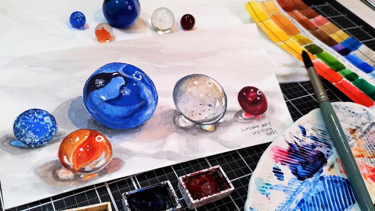 Painting Glass Marbles in Watercolor