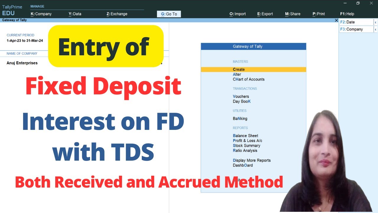 Interest on FD entry in tally| FD entry in tally| Accrued interest entry in tally| FD Entry with TDS