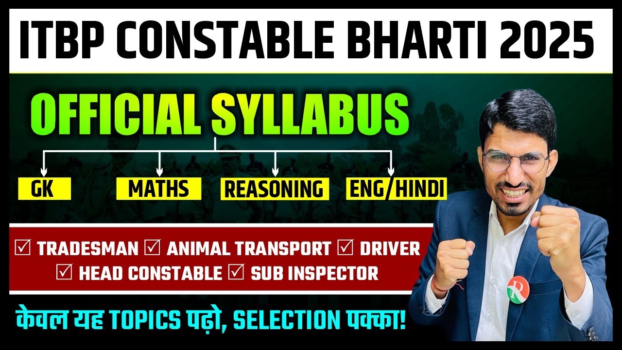 ITBP official syllabus 2025 | ITBP Tradesman Syllabus 2025 | ITBP Animal Transport Syllabus | ITBP