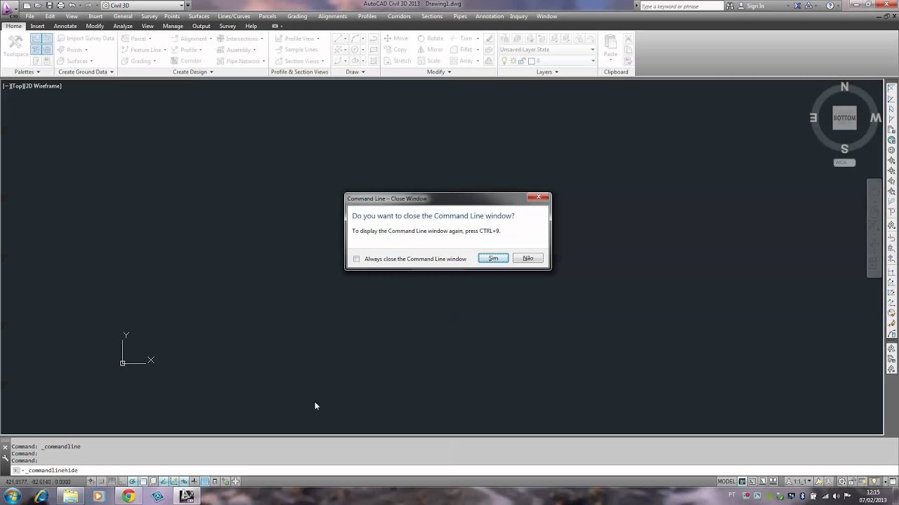 AutoCAD Civil 3D - Habilitar barra de COMANDO, MENU RIBBON e MENUBAR