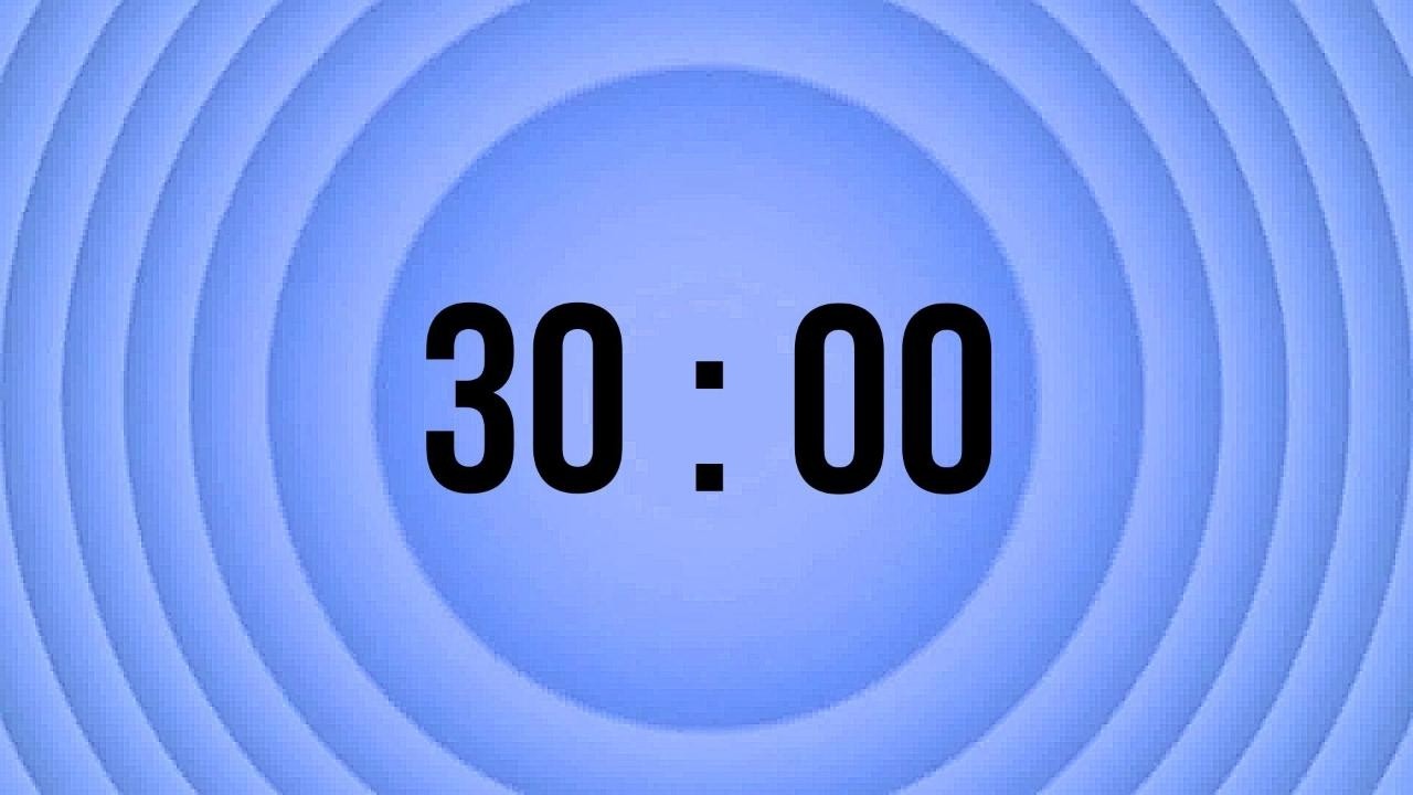 30 Minutes Countdown Timer⏳ | 🌟Alpha Waves Meditation🌌 | Blue Concentric Circles Background🔵