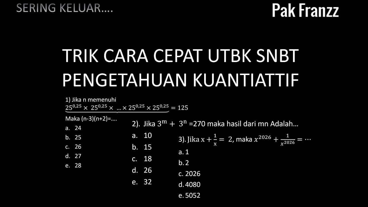 TRIK CARA CEPAT KUANTITATIF UTBK 2026 PASTI KELUAR