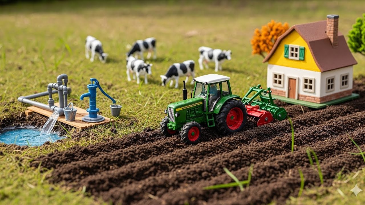 Mini tractor home water pump and cow farming