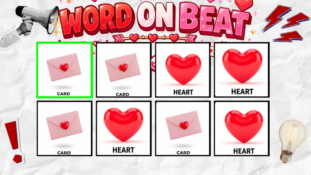💖 Say the word on the Beat challenge: Valentine&rsquo;s &ndash; Level 1-5💘 Brain Break for kids 💕Easy to insane