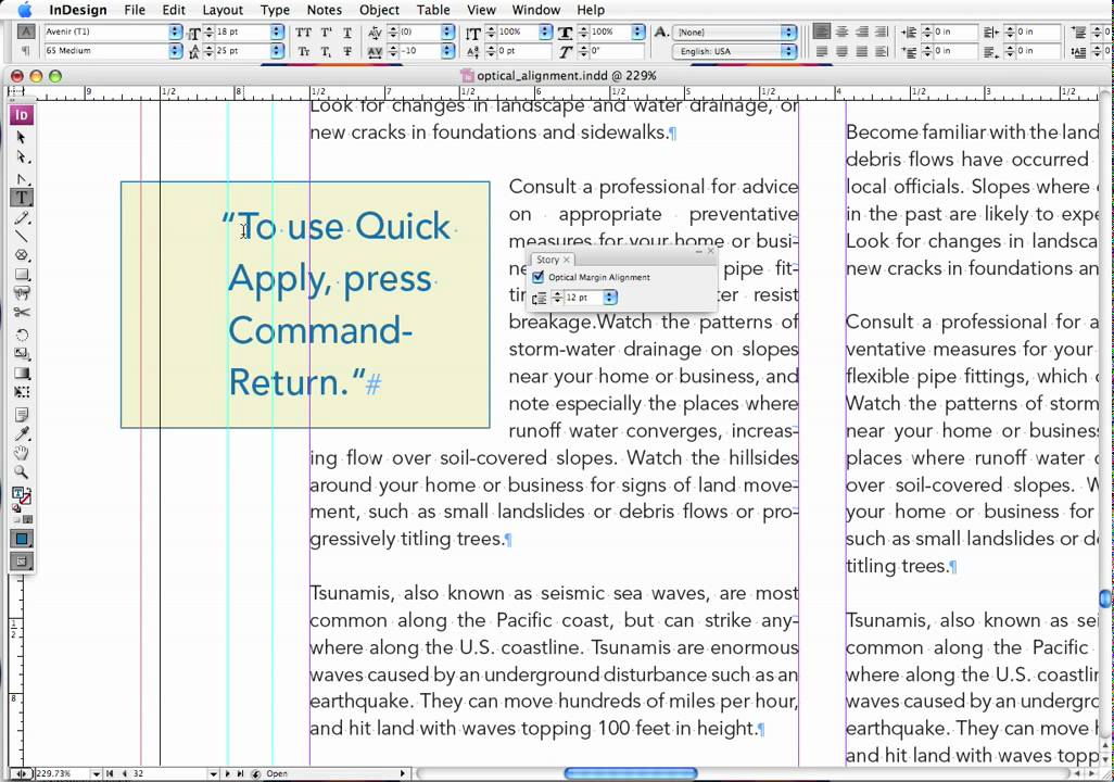 InDesign: Applying Hanging Punctuation