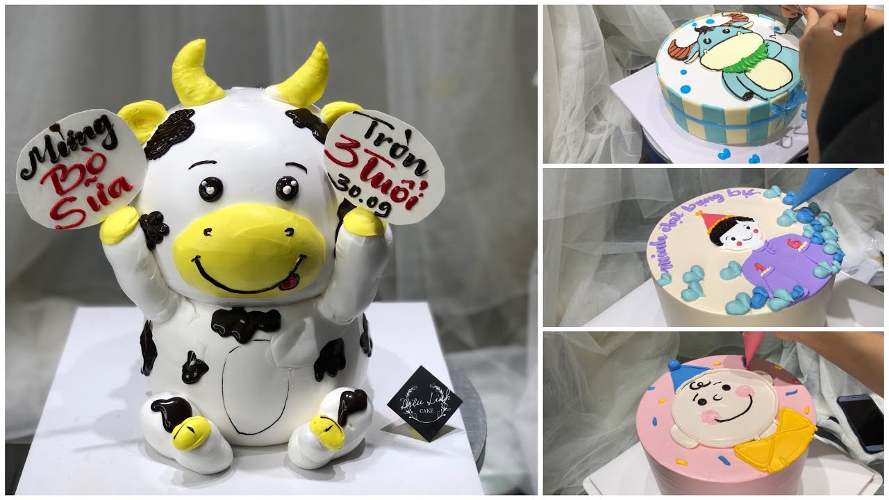 Super cute figure drawing cream cake - bánh kem vẽ hình siêu dễ thương - Dieulinhcake