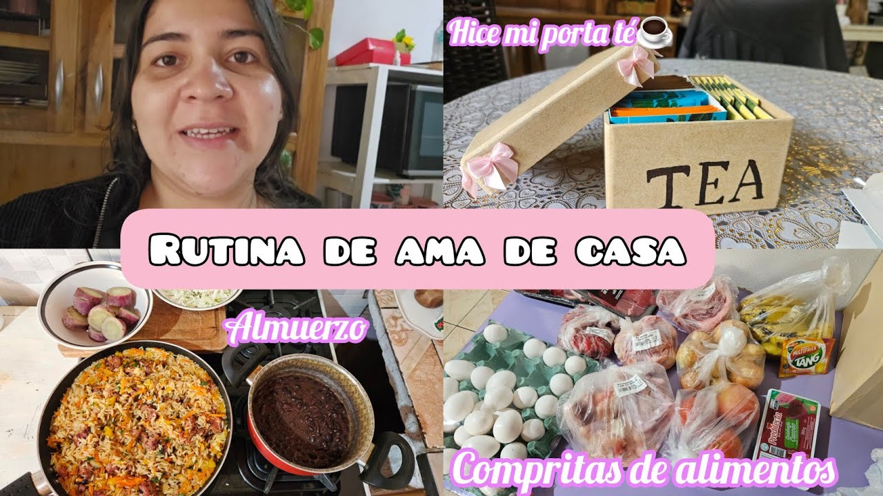 Diario de una embarazada 🤰/Almuerzo casero/compras de alimentos/hice mi porta té y ame🥰