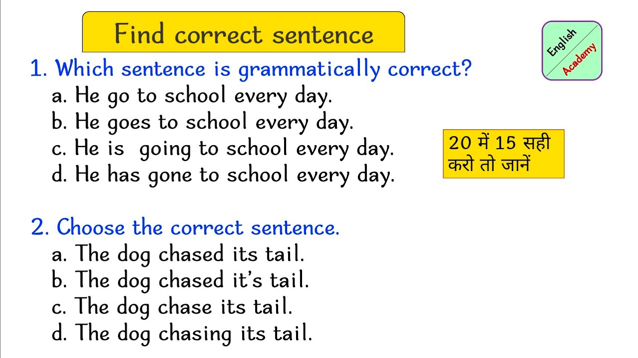 Find correct sentence set -1 #Englishacademybydeeepakkr #Englishacademy