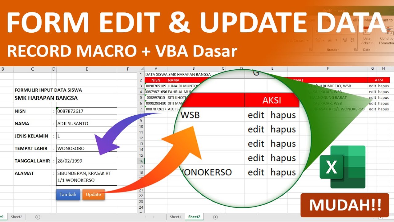 Cara Membuat Aksi Edit dan Update Formulir Entri Data Sederhana dengan Memodifikasi Record Macro