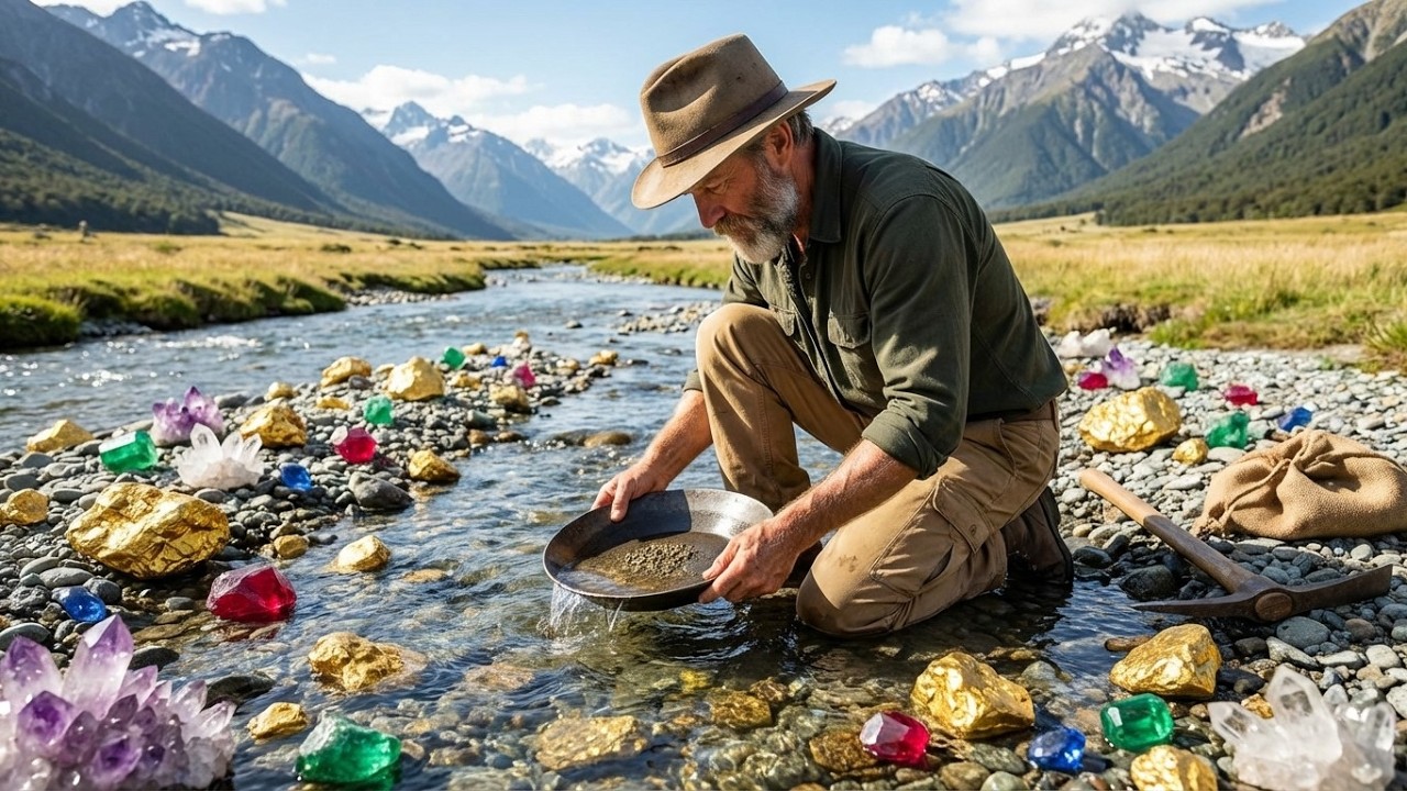 Treasure River Discovery! Mining Huge Gold Nuggets and Colorful Gems.