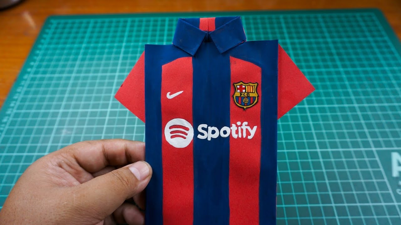 How to make FC Barcelona paper jersey | paper t-shirt 👕| origami | paper craft paper jersey