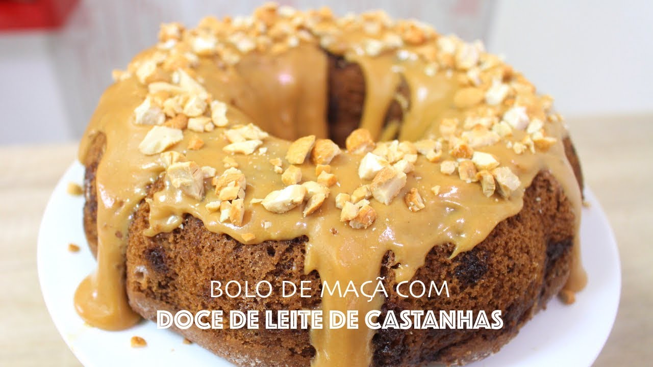 BOLO DE MAÇÃ COM DOCE DE LEITE DE CASTANHAS #484 | Receitas da Mussinha