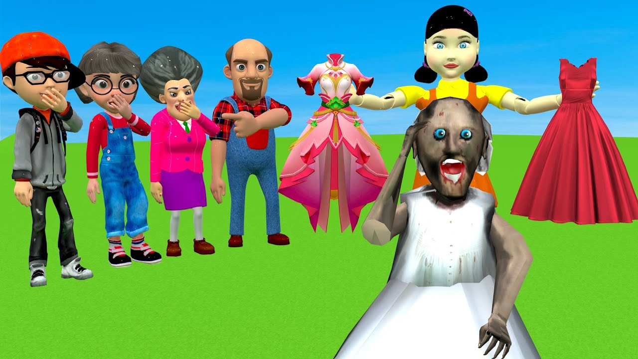 Scary Teacher 3D vs Squid Game Help Granny Choose Princess Dress Nice Or Error 5 Times Challenge