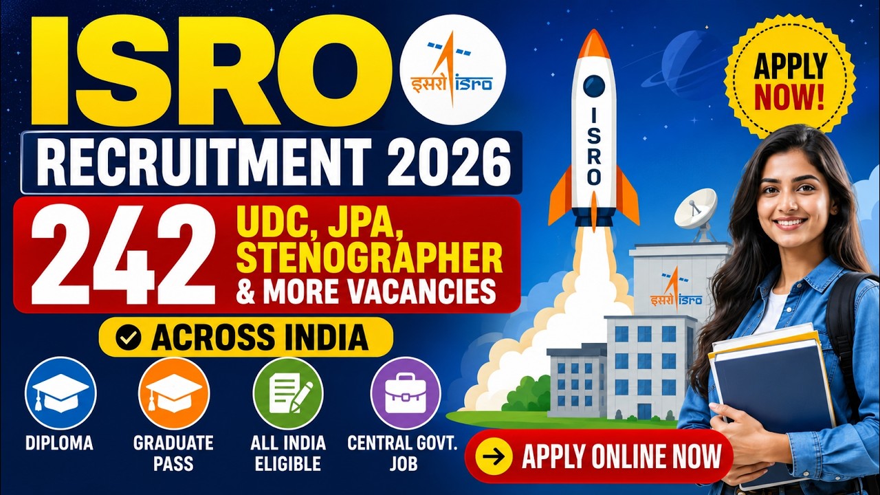 🚀 ISRO Recruitment 2026 Out! 242 Vacancies | UDC, JPA, Stenographer | Apply Online Now